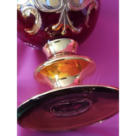 8 Piece Blue Red Gold Enamel Floral Embellished Brandy Snifters Cordial Glasses - Picture 9 of 12